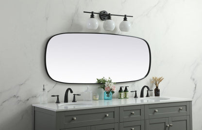 Metal Frame Oval Mirror 24x60 Inch in Black