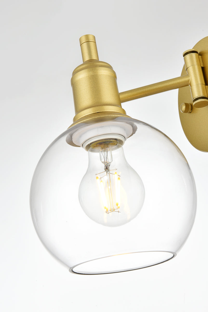 Davian 1 light Brass and Clear swing arm wall sconce