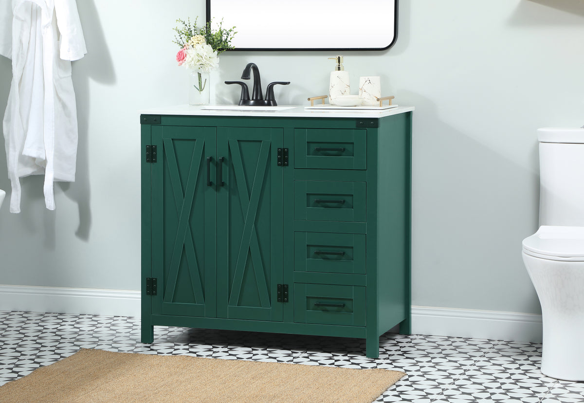 36 inch Single bathroom vanity in green