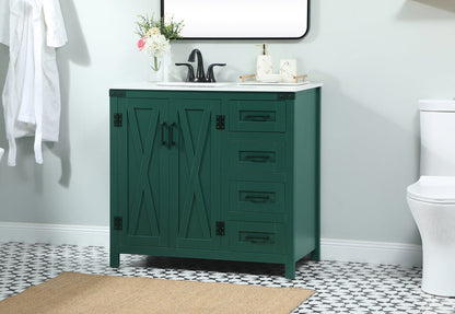 36 inch Single bathroom vanity in green