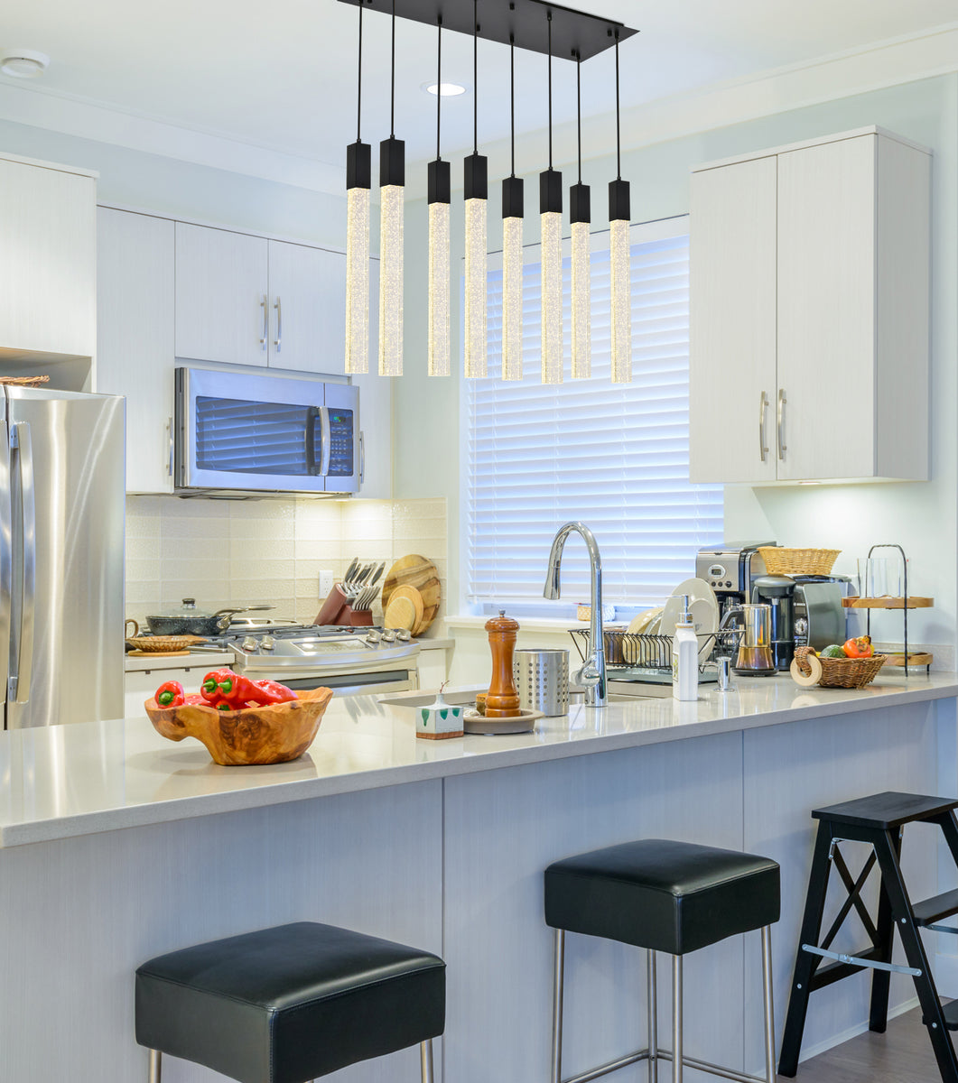 Weston 8 lights pendant in black