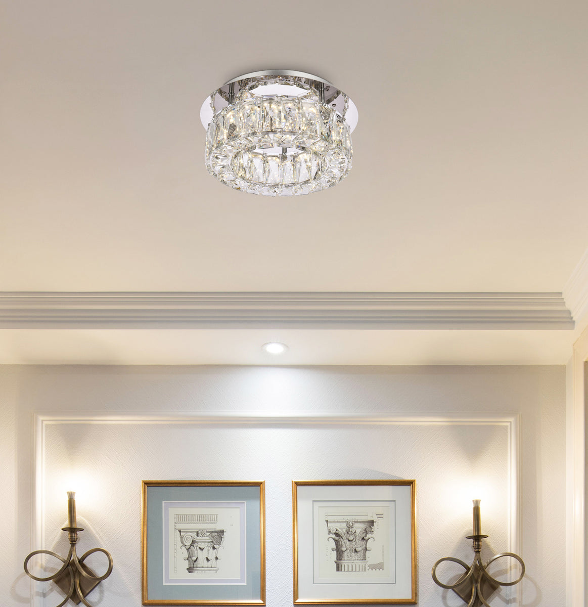 Monroe 12 inch LED Single flush mount in chrome