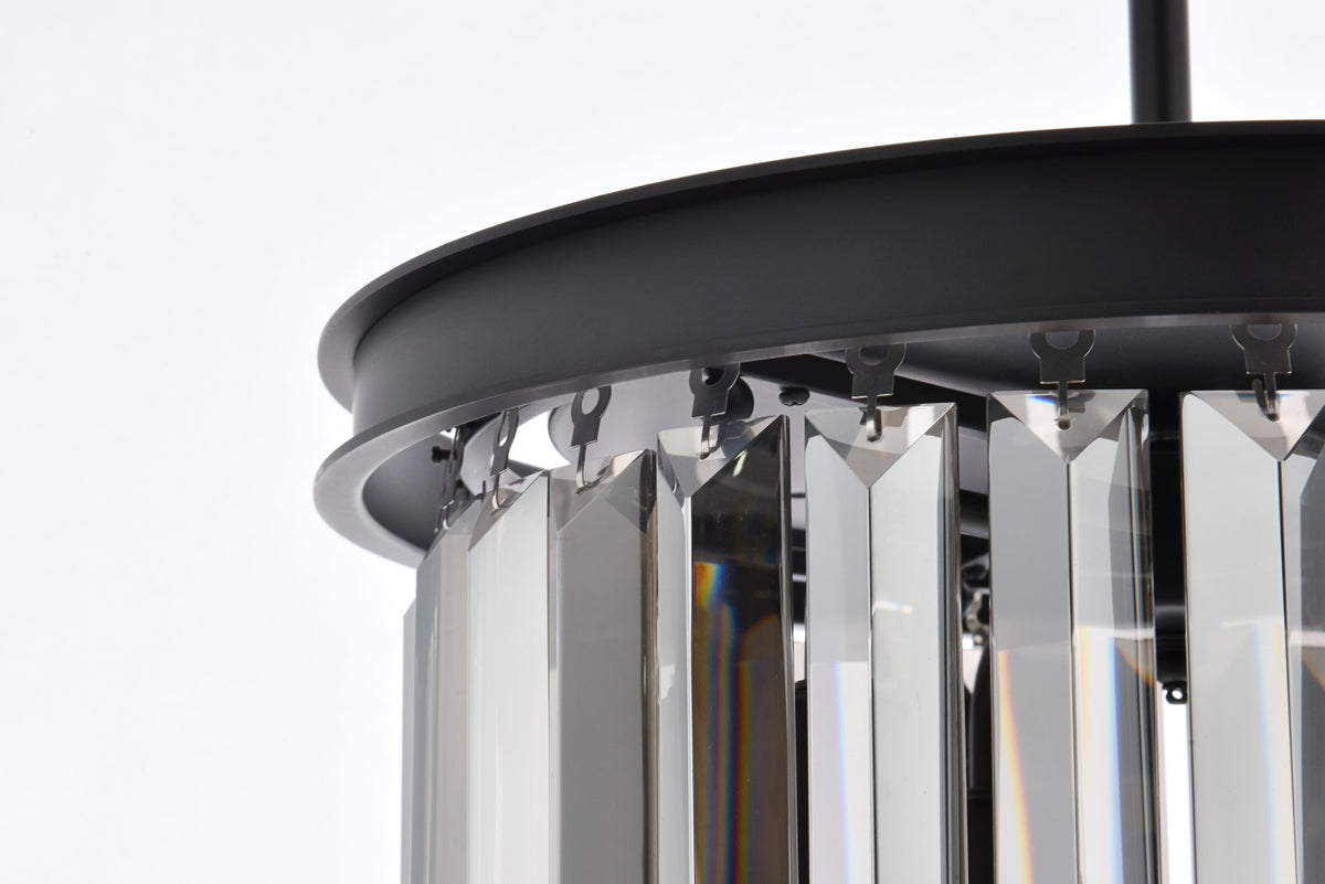 Sydney 3 light Matte Black Pendant Silver Shade (Grey) Royal Cut Crystal