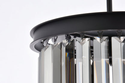 Sydney 3 light Matte Black Pendant Silver Shade (Grey) Royal Cut Crystal