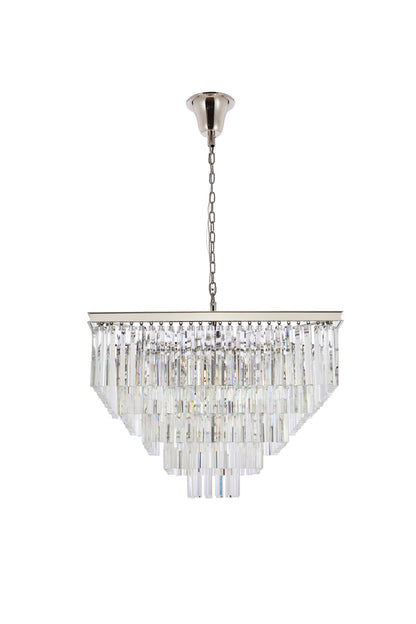 Sydney 34 inch square crystal chandelier in polished nickel