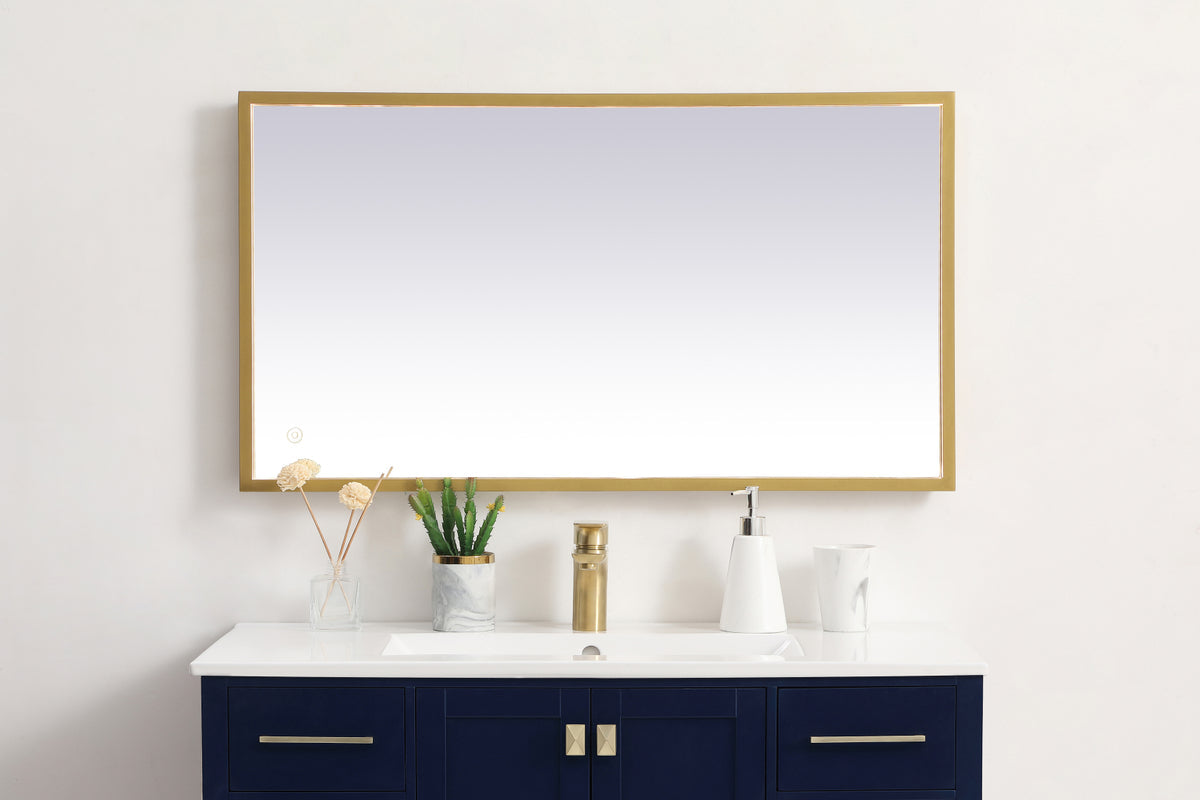 Pier 20x36 inch LED mirror with adjustable color temperature 3000K/4200K/6400K in brass