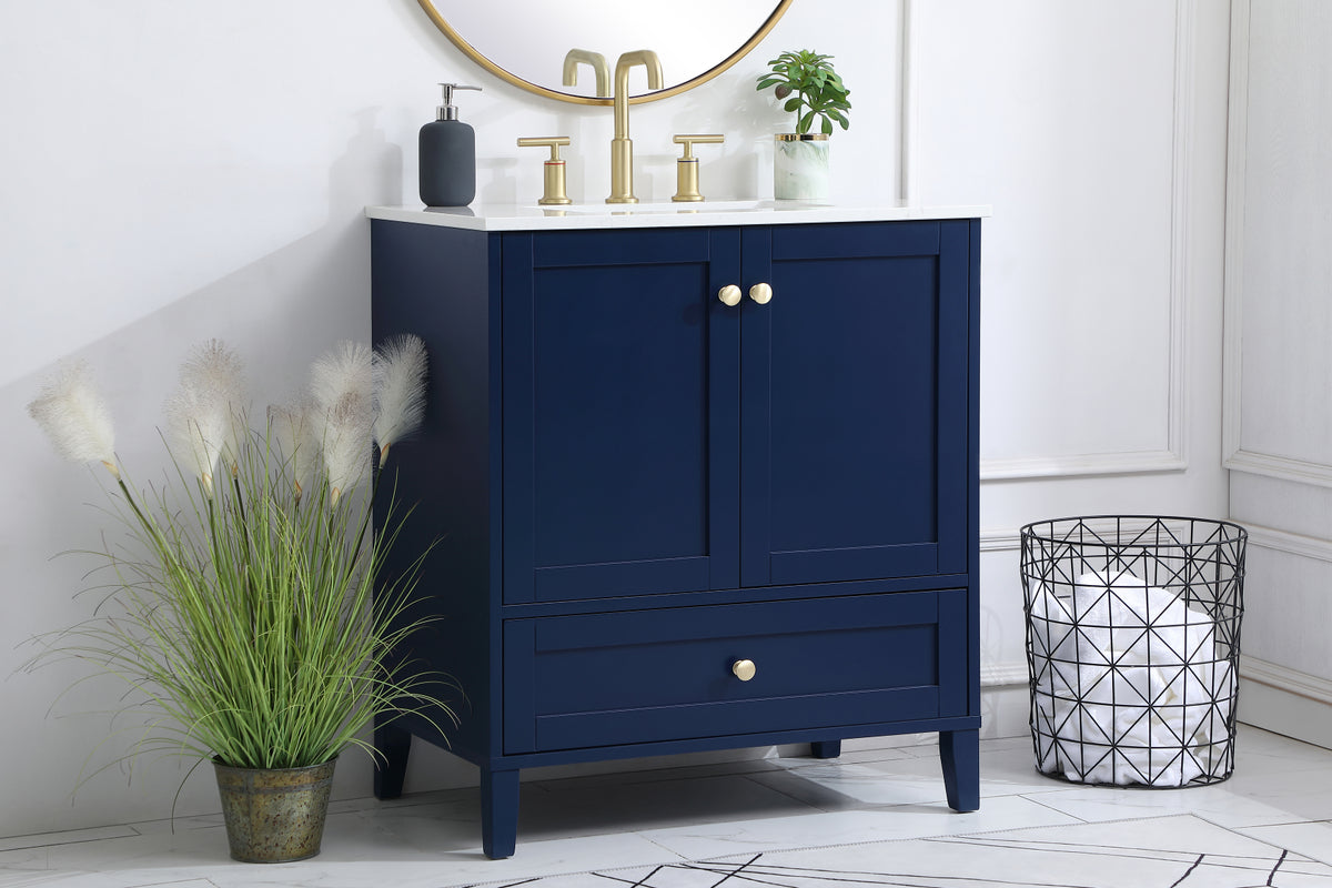 30 inch Single Bathroom Vanity in Blue