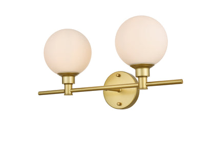 Cordelia 2 light Brass and frosted white Bath Sconce