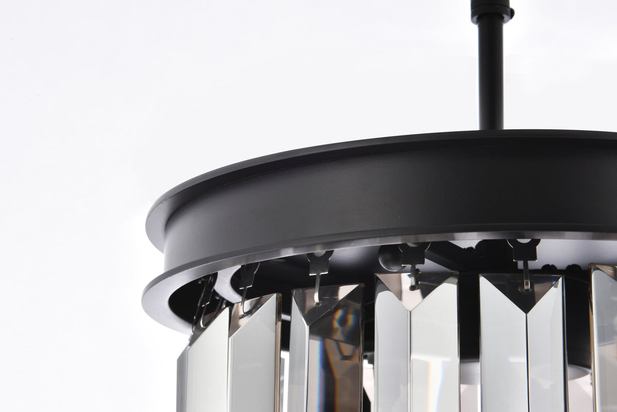 Sydney 3 light Matte Black Pendant Silver Shade (Grey) Royal Cut Crystal