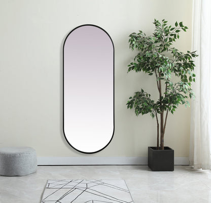 Metal Frame Oval Mirror 24x60 Inch in Black
