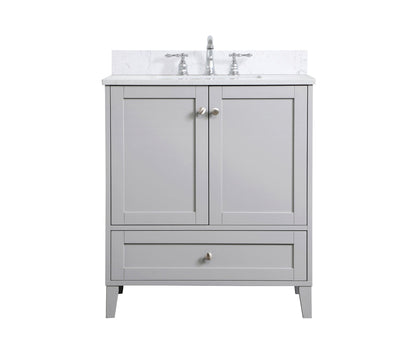 30 inch Single Bathroom Vanity in Grey with Backsplash