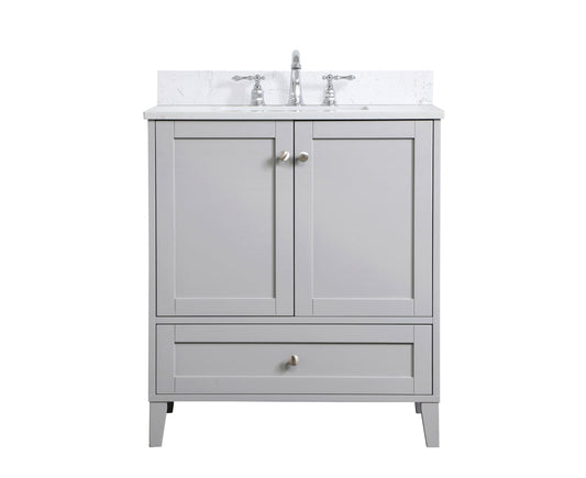 30 inch Single Bathroom Vanity in Grey with Backsplash