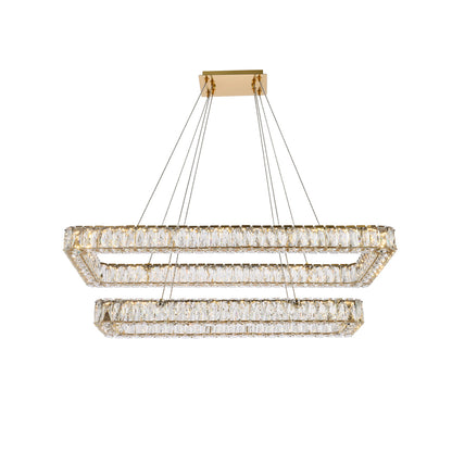 Monroe 42 inch LED double rectangle pendant in gold