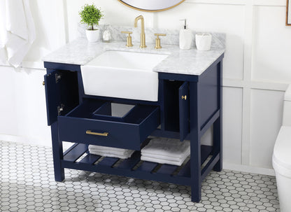42 inch Single bathroom vanity in blue with backsplash
