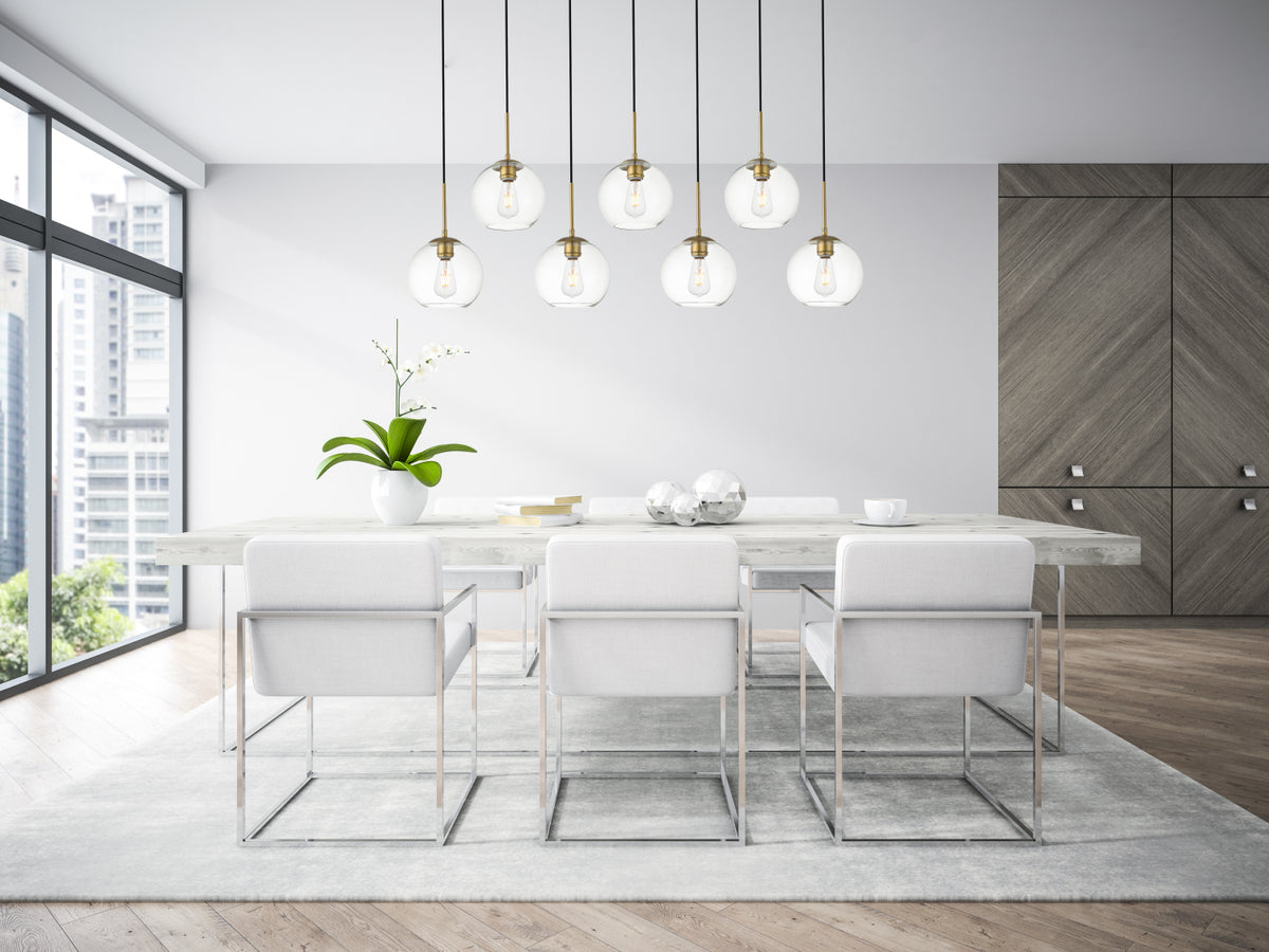 Baxter 7 Lights Brass Pendant With Clear Glass