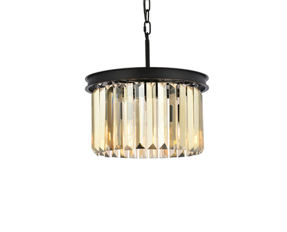 Sydney 3 light Matte Black Pendant Golden Teak (Smoky) Royal Cut Crystal
