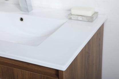 30 inch  Single Bathroom Floating Vanity in Walnut Brown