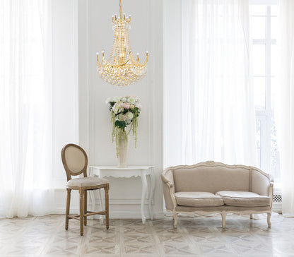 Corona 15 light Gold Chandelier Clear Royal Cut Crystal