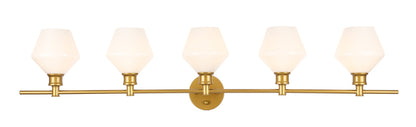 Gene 5 light Brass and Frosted white glass Wall sconce