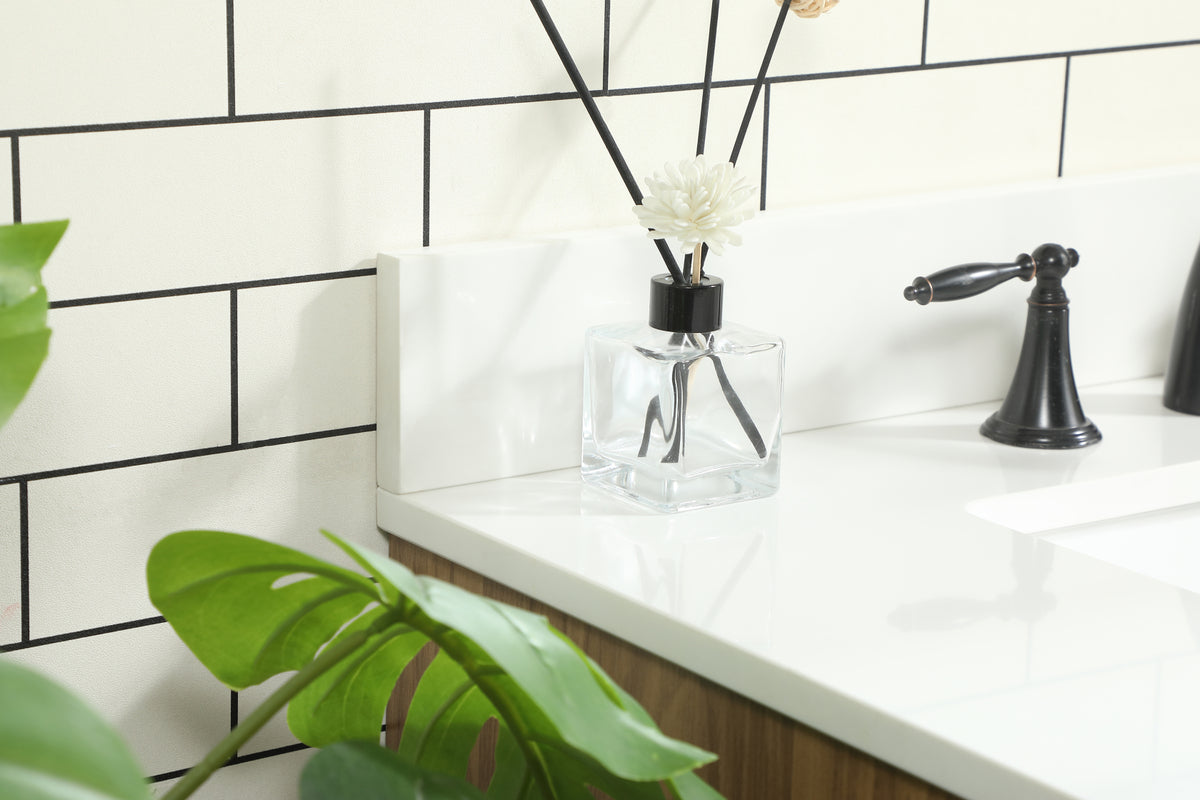 32 inch Single bathroom vanity in walnut brown with backsplash