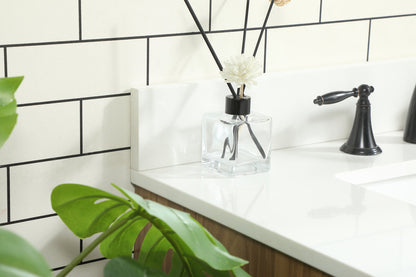 32 inch Single bathroom vanity in walnut brown with backsplash