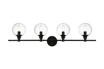 Jaelynn 4 light Black and Clear Bath Sconce
