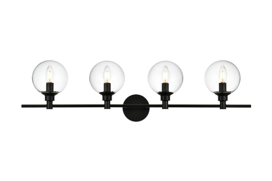 Jaelynn 4 light Black and Clear Bath Sconce