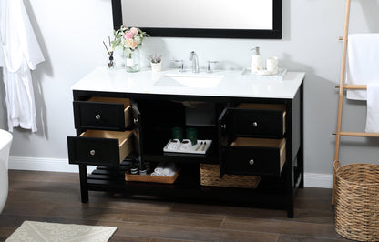 60 inch Single bathroom vanity in black