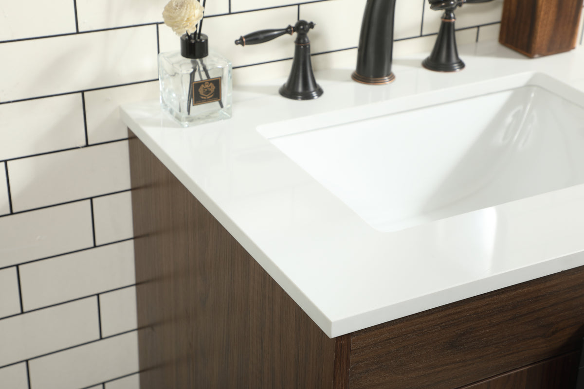 24 inch Single bathroom vanity in walnut