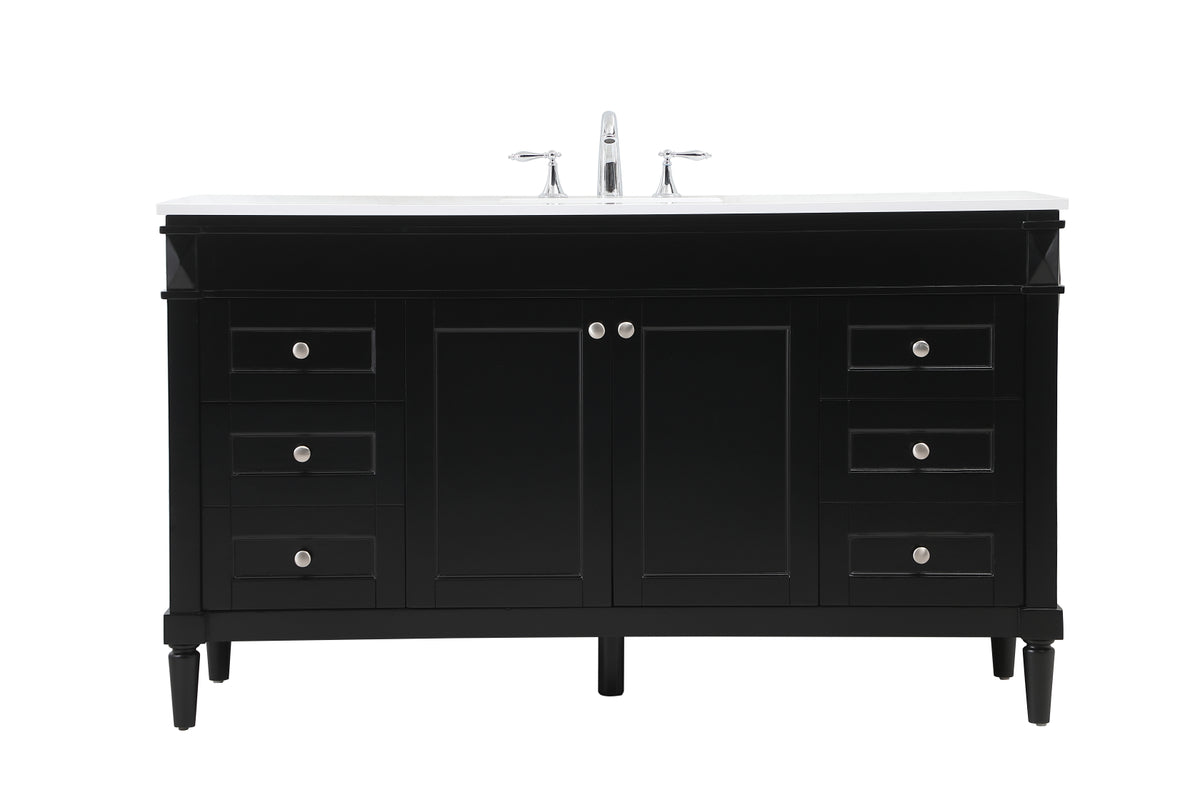 60 inch Single bathroom vanity in black