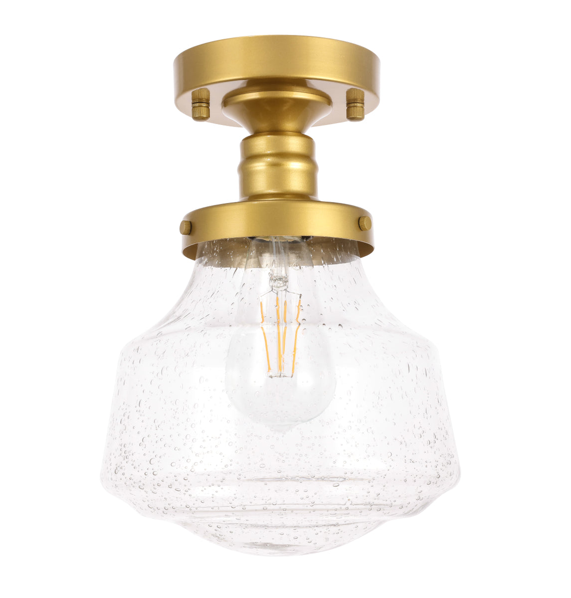 Lyle 1 light Brass and Clear seeded glass Flush mount