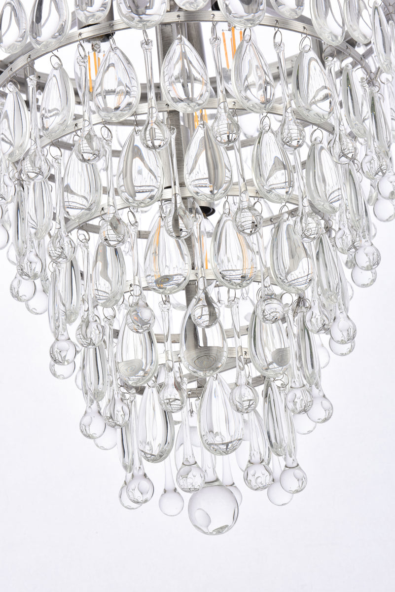 Nordic 5 light antique silver Pendant Clear Royal Cut Crystal