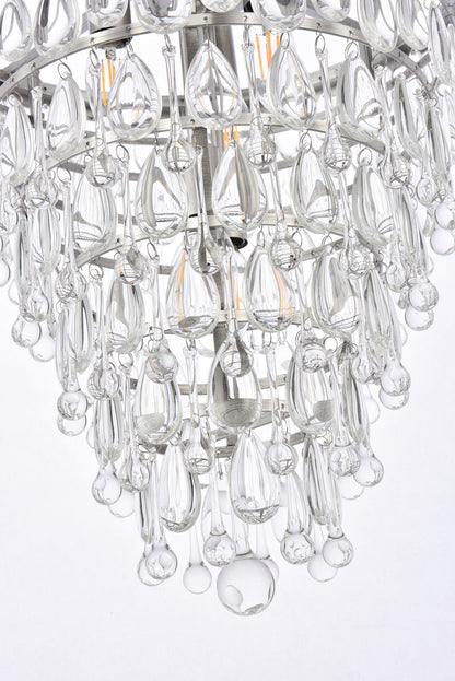 Nordic 5 light antique silver Pendant Clear Royal Cut Crystal