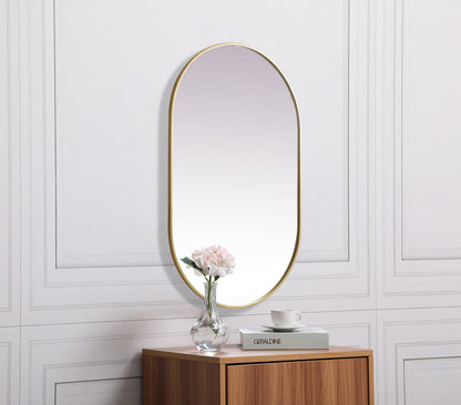 Metal Frame Oval Mirror 30x48 Inch in Brass