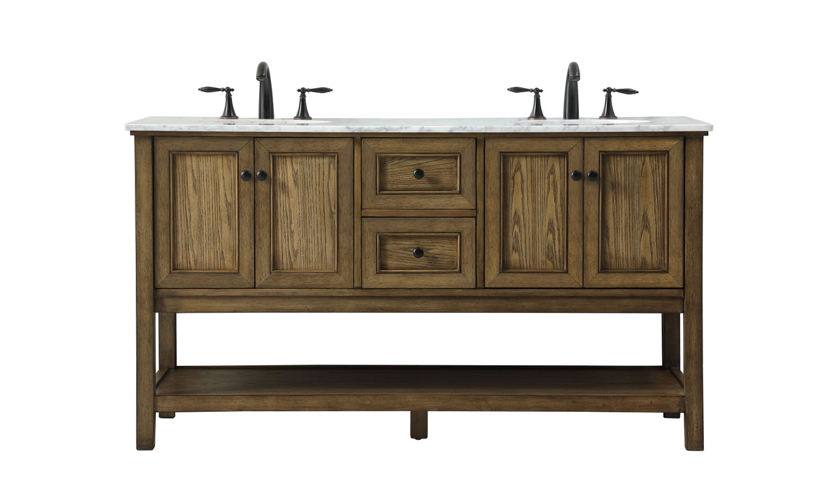 60 inch double bathroom vanity in driftwood