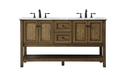 60 inch double bathroom vanity in driftwood
