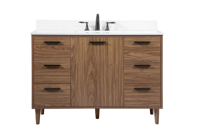 48 inch Single bathroom vanity in walnut brown with backsplash