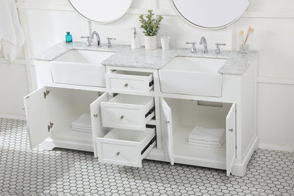 72 inch double bathroom vanity in white