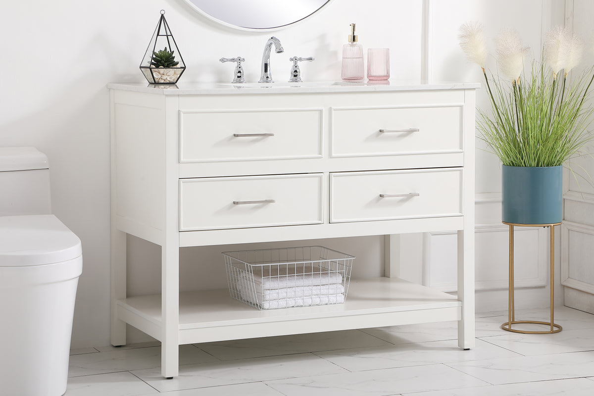42 inch Single bathroom vanity in white