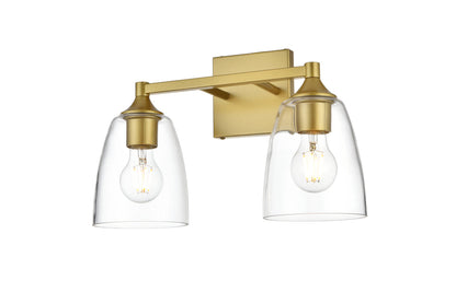 Gianni 2 light Brass and Clear Bath Sconce