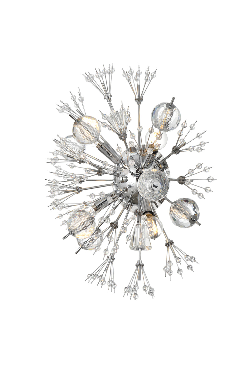 Vera 19 inch crystal starburst wall sconce in chrome