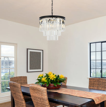 Sydney 9 light Matte Black Chandelier Clear Royal Cut Crystal