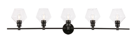 Gene 5 light Black and Clear glass Wall sconce