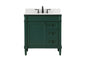 32 inch Single bathroom vanity in green with backsplash