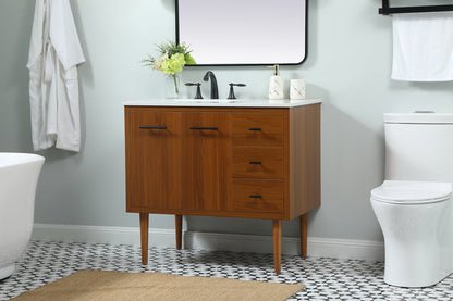 36 inch Single bathroom vanity in teak