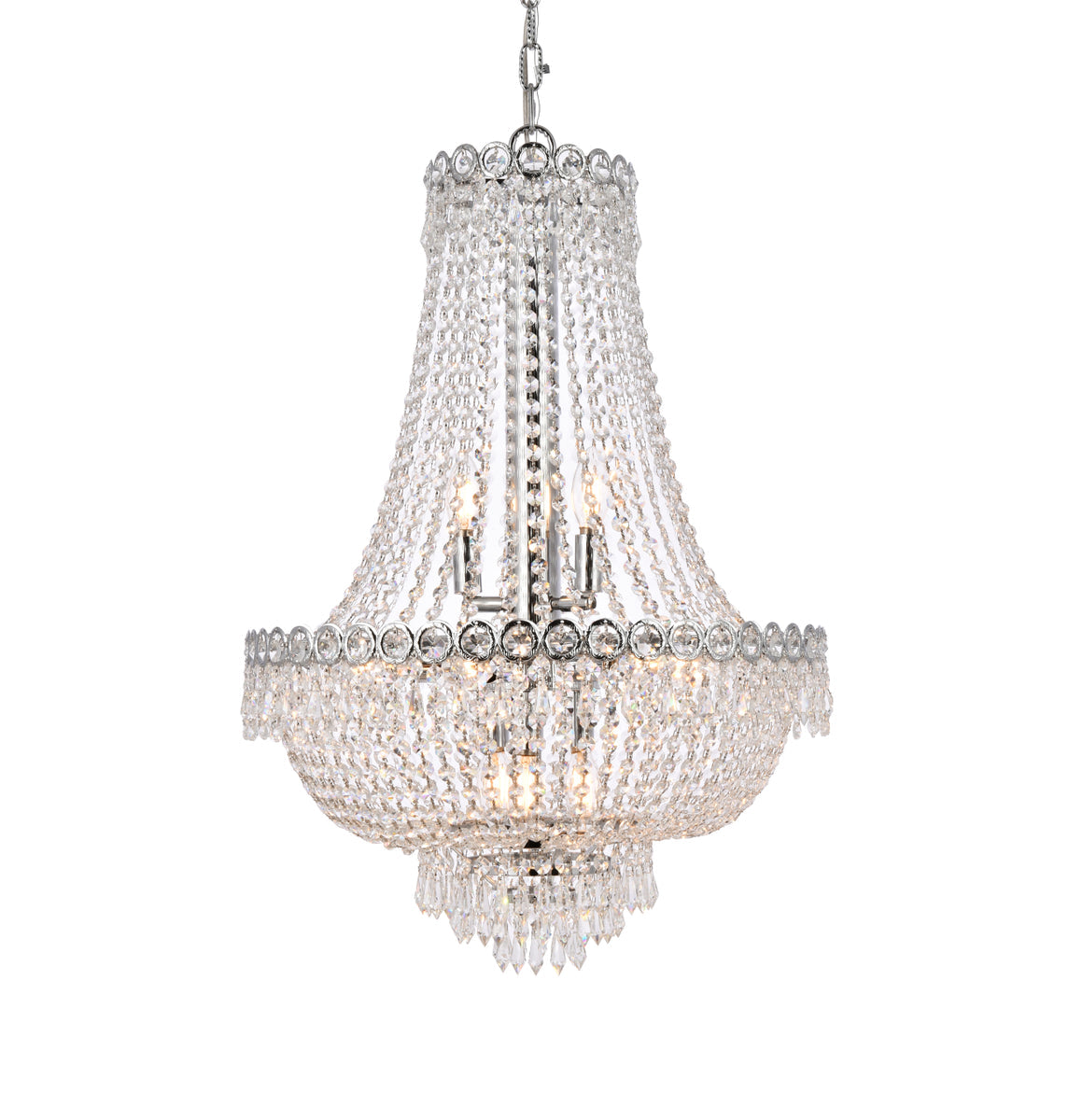 Century 12 light Chrome Chandelier Clear Royal Cut Crystal