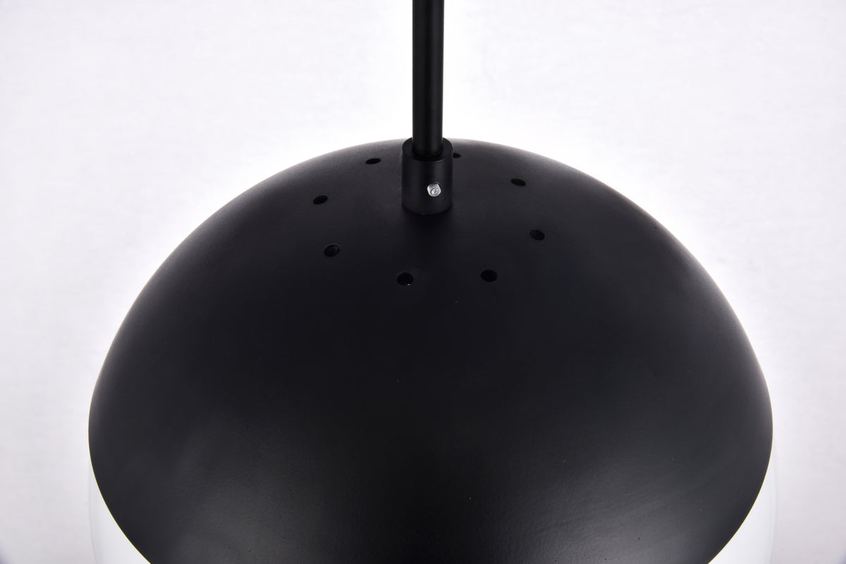 Eclipse 1 Light Black Pendant With Frosted White Glass