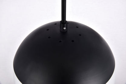 Eclipse 1 Light Black Pendant With Frosted White Glass