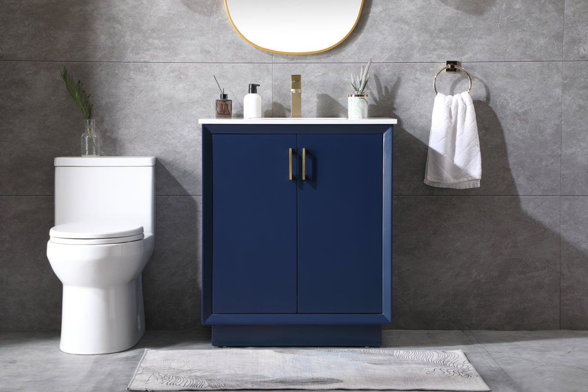 30 Inch SIngle Bathroom Vanity In Blue