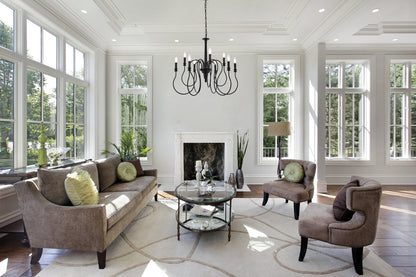 Flynx 9 lights pendant in black